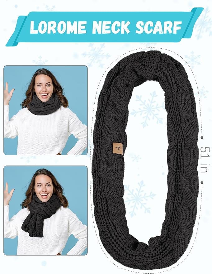 Winter Beanie Hat Scarf Gloves, Warm Fleece Knit Hats Touch Screen Gloves Neck Scarf Set Winter Gifts for Unisex Adult
