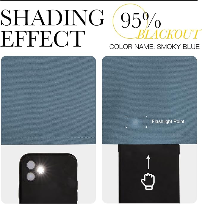 NICETOWN Blackout Curtains for Living Curtains, Smoky Blue, 2 Panels, 52 by 95, Room Darkening Window Curtain Panels, Easy-Care Solid Thermal Insulated Draperies/Drapes for Daughter Room