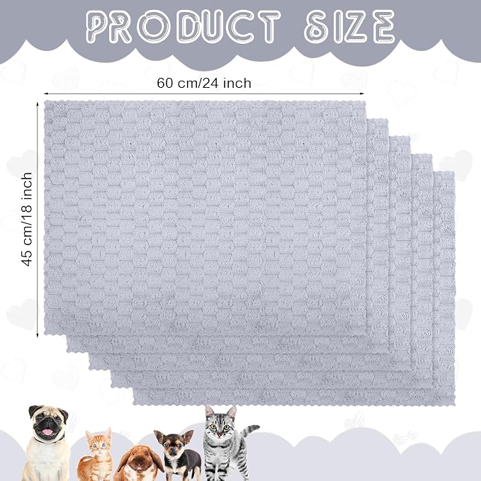 SmoothNovelty 5 Waterproof Guinea Pig Blankets, Gray, 18 x 24 Inch, Waffle | Waffle Texture, Waterproof Pee Pad, Washable Coral Fleece Cage Liner, Absorbent Bedding Mat, for Guinea Pig Rabbit