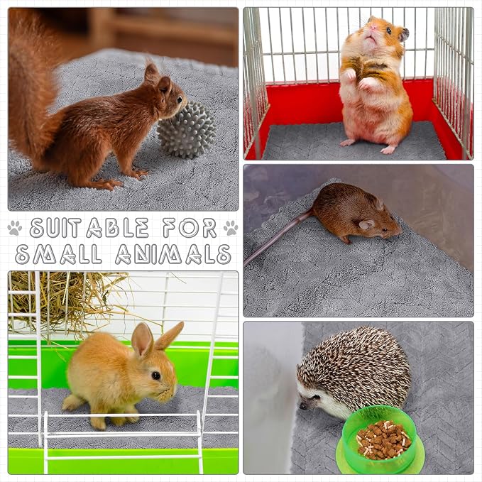 VitalCozy 10 Pcs Guinea Pig Cage Liners Washable Rat Bedding for Guinea Pigs Controlling Absorbent Waterproof Pee Pads Blanket for Rabbits Hamster Small Animal Chinchilla (Wheat,12x12 Inch,Gray)