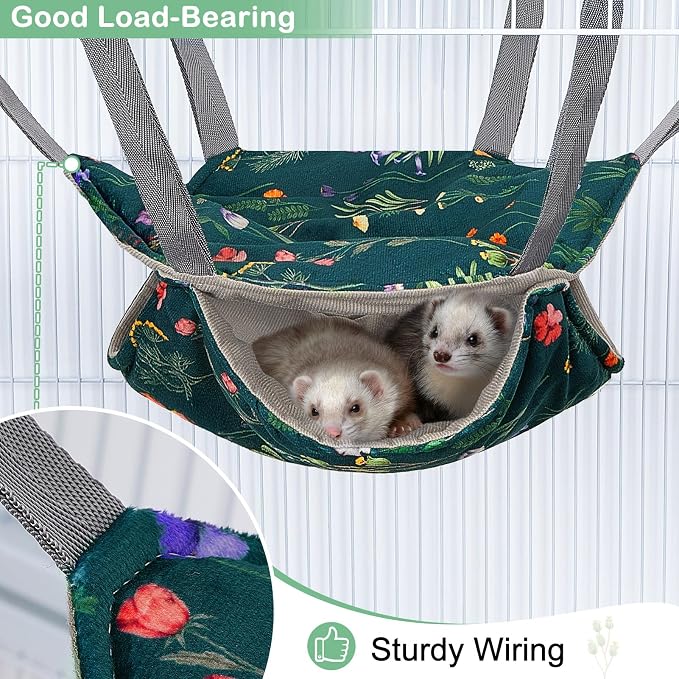 Glittme 4 Pack Cozy Ferret Hammock, Soft Washable Cage Bed for Small Animals