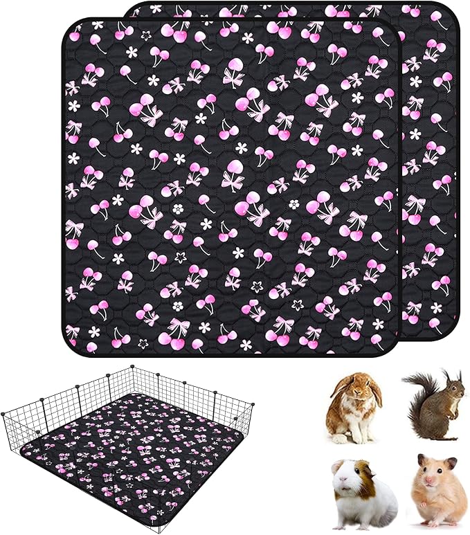 2 Pack Waterproof Guinea Pig Cage Liner, 48" x 48" Washable Reusable Guinea Pig Liner, Super Absorbent Leak-Proof Pet Pee Pad Mats for Guinea Pigs Rabbit Chinchilla Bunny Hamster