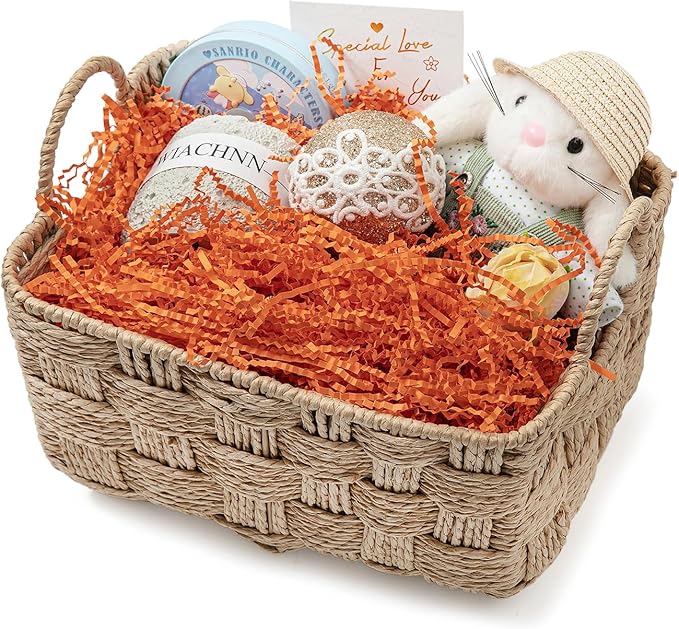 Mefleet 1/2 LB Crinkle Cut Paper Shred Filler 8 oz Orange Crinkle Shredded Paper for Gift Box - Gift Basket Bag Filler - Grass Cushion Stuffing for Halloween, Fall, Easter, Holiday Packaging Wrapping
