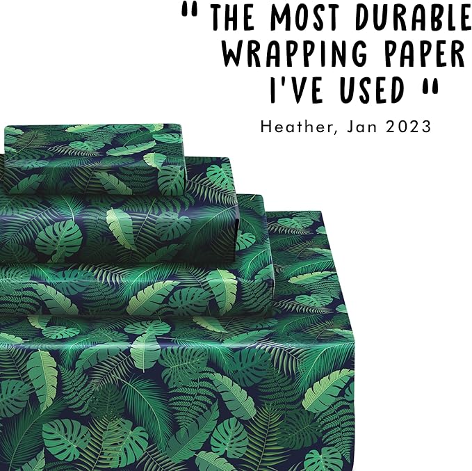 CENTRAL 23 Wrapping Paper (x6) Sheets - Green Leaves and Plants - Eco Gift Wrap for Men and Women - Recyclable - Trendy Design for Girls - For Birthday Christmas Wedding Thanksgiving Anniversary