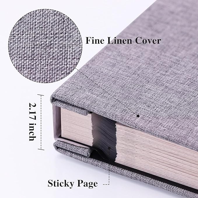 Vienrose Photo Album Self Adhesive 13x12.6 for 600 Photos Linen Scrapbook 120 Pages