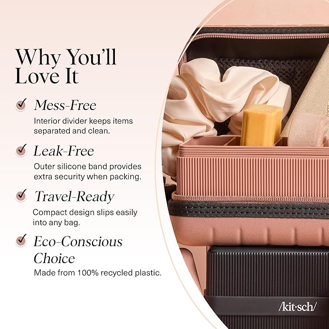 Kitsch 4-Compartment Travel Soap Case – Bar Soap Holder & Organizer, Travel Case for Bars – TSA-Approved – Lightweight, Durable, Leak-Proof, Made from Recycled Plastic – Terracotta