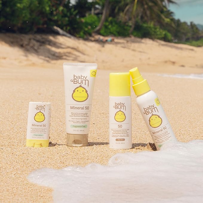 Sun Bum Baby Bum Mineral SPF 50 Roll-On Sunscreen - Vegan and Hawaii 104 Act Compliant (Without Octinoxate & Oxybenzone) - Broad Spectrum Moisturizing UVA/UVB - Travel Size - 3 oz