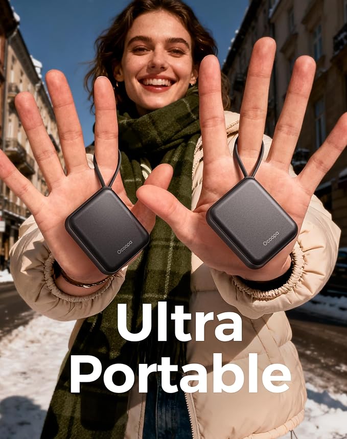 OCOOPA Hand Warmers Rechargeable, Smart Temp Control,100℉ -126℉, UL Safe, 7H*2 Long Battery, Small Palm-Sized Slim Fits Gloves, Purse, Camping, Travel, Cold Hands Gifts Women,UT5 Nano
