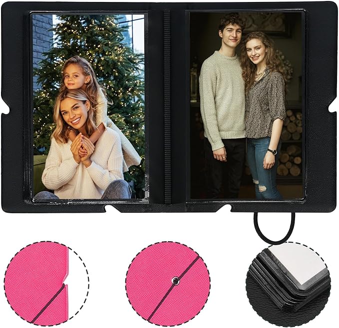 Lifting Small Photo Album 4x6 28 Pockets Plastic 4 x 6 Photo Book Album with Customizable Cover Mini Picture Album for Family Wedding Anniversary Baby Vacation (Rose Red)