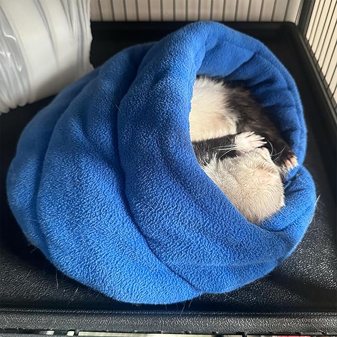 Ferret Bed Cave and Hideouts Comfortable，Hideaway Bed Accessories for CageBeds and Hideouts Safe & Cozy for All Ages Ferrets (Blue)