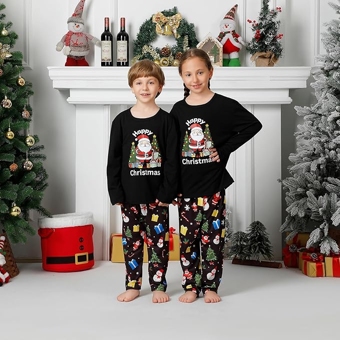 Family Christmas PJs Matching Sets, Cute Holiday Pajamas Printed Top and Pants, Xmas Jammies for Couples/Men/Women
