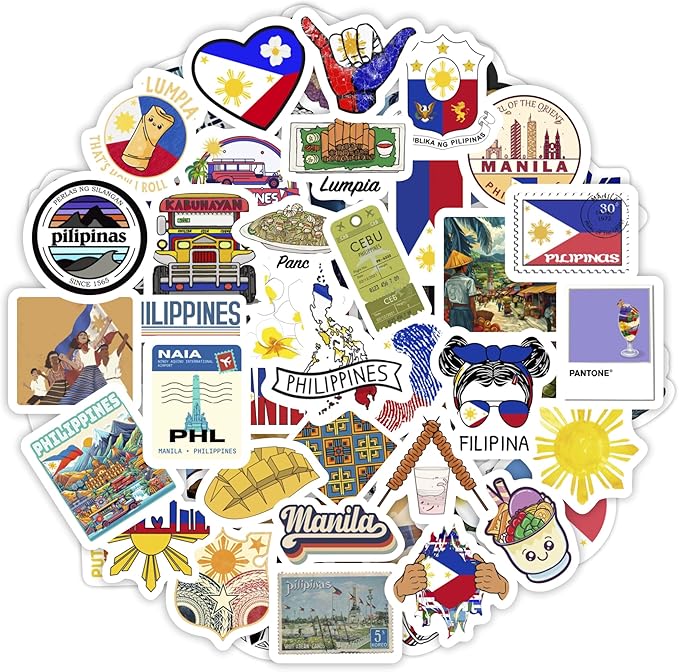 100Pcs Philippines Stickers, Filipino Stickers for Water Bottle and Laptop - Philippines Party Supplies & Decorations, Waterproof Vinyl Decals, Filipino Flag Stickers, Gifts for Women & Men
