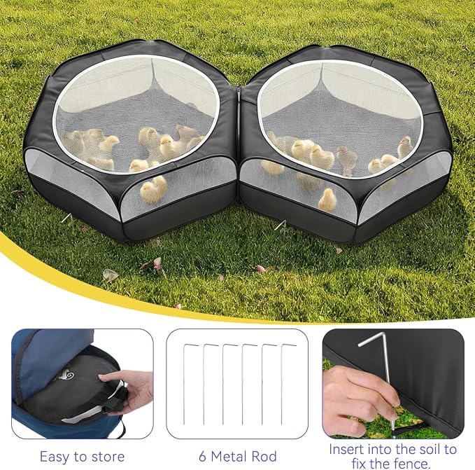 Pawaboo Small Animals Playpen, Large Chick Brooder with Zipper Splicing | Portable Chicken Coop Run, Pop Up Pet Enclosure Cat Tent for Guinea Pig Bunny Puppy Indoor Outdoor