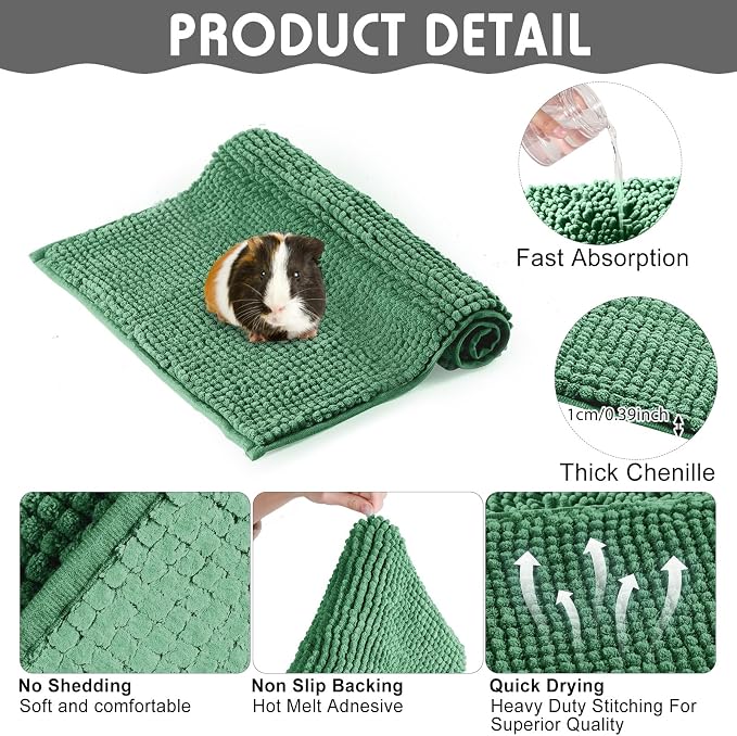 Amylove 4 Pcs Guinea Pig Cage Liner 12 x 12 Inch Washable Chenille Pee Pads Pet Dog Cat Bedding Training Mat Reusable for Small Animals Puppy Bunny Hamster Chinchilla