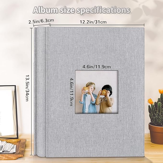 Photo Album 4x6 with 600 Pockets,Slip-in Picture Albums,Linen Cover Memory Book with Front Window,White Page Vertical Photo Book for Wedding,Family,Anniversare,Baby,Vacation