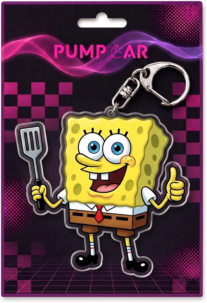 PumpCar Acrylic Keychain Double-Sided Charm Key Ring with Metal Clip Backpack Charm Bag and Car Key Accessory Collectible