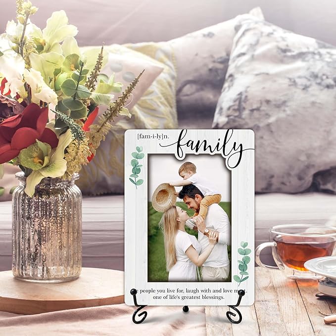 SIXEIGHT Family Definition Picture Frame Life's Greatest Blessing Wooden Photo Frame Natural Wood Picture Frame for Family Dad Mom Grandparents Father from son Desk Decor 4x6 Photos Frames-A17