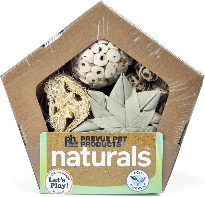 Prevue Pet Products Small Pentagon Forage 'n Play Box | Natural Small Animal Foraging Toy for Hamster, Gerbil, Guinea Pig, Rabbit, Rat, Mouse & Chinchilla Enrichment