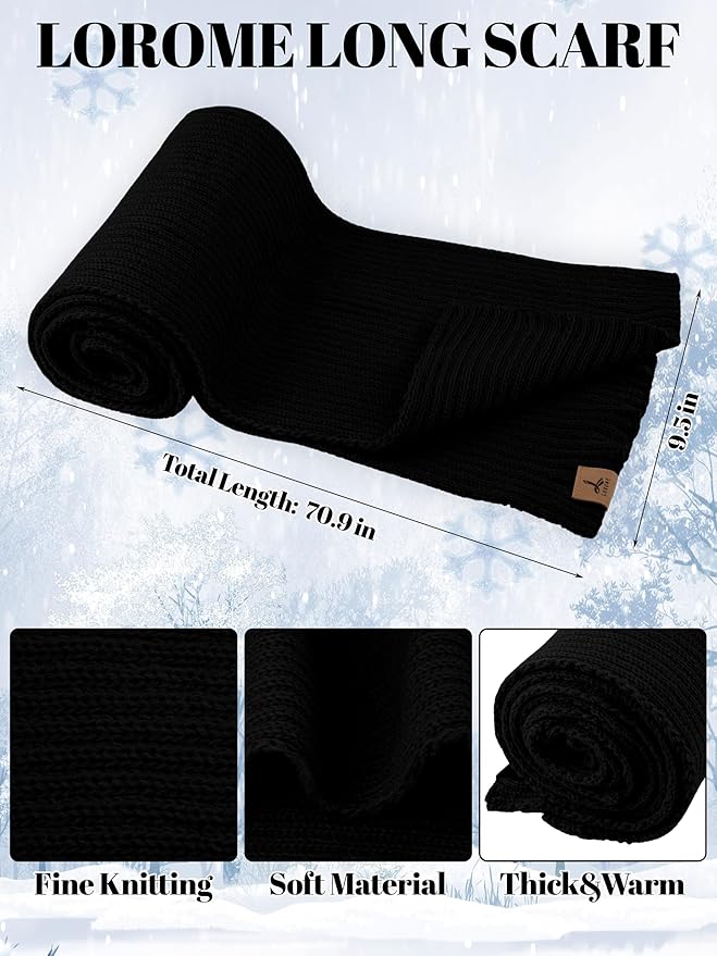 LOROME Women Winter Beanie Hat Scarf Gloves Set, Fleece Knitted Pompom Hat Warm Neck Scarf Touchscreen Gloves Winter Gift