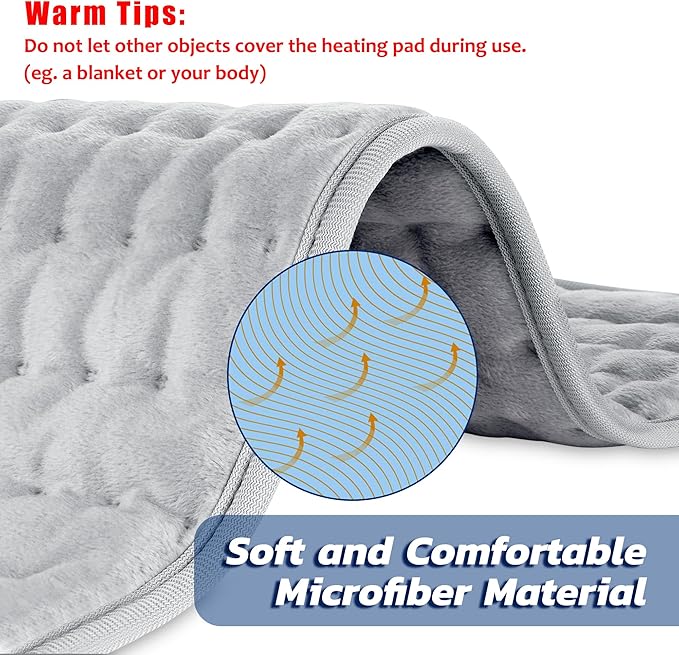 Electric Heating pad with 6 Heat Settings, Auto Shut Off, Dry Electric Heating for Back Neck Knee Arms Legs Shoulder Heat Pads for Christmas Birthday Father's Day Mother's Day
