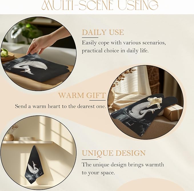 Swan Decor Kitchen Towels, Vintage Swans Decor Hand Towels, Swan Gifts Decorative Towels for Bathroom, 16x24 Inch Set of 2