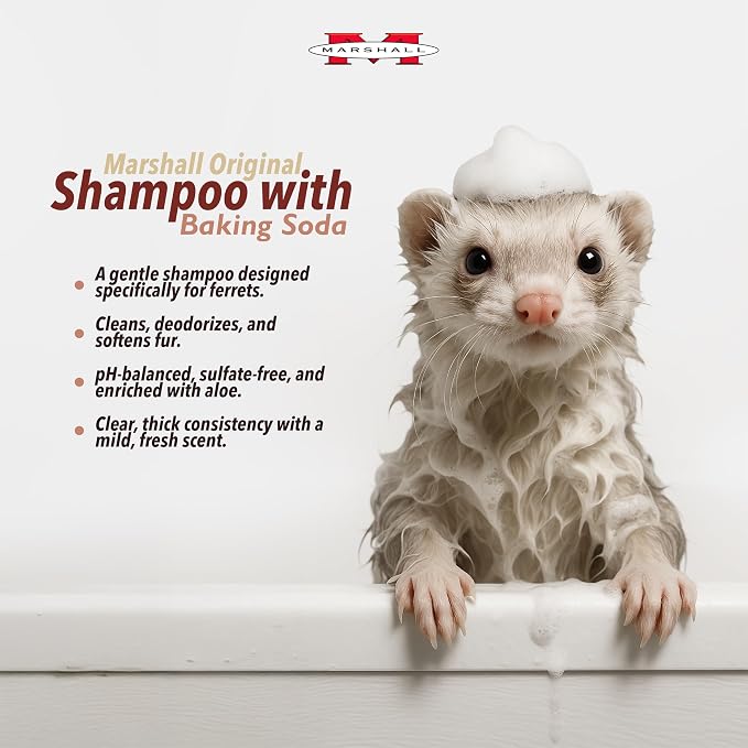 Marshall Pet Products Ferret Shampoo - Original Formula with Baking Soda, 8 oz - Gentle Cleaning, Odor Control, and Long-Lasting Freshness for Ferret Coats