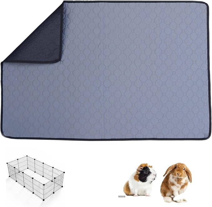 Guinea Pig Cage Liners, Washable Pee Pads for Odor Control, Fast Absorbent Waterproof, Mat for Hamster, Rabbit, Bunny, Rat, Chinchilla - 23"x47"