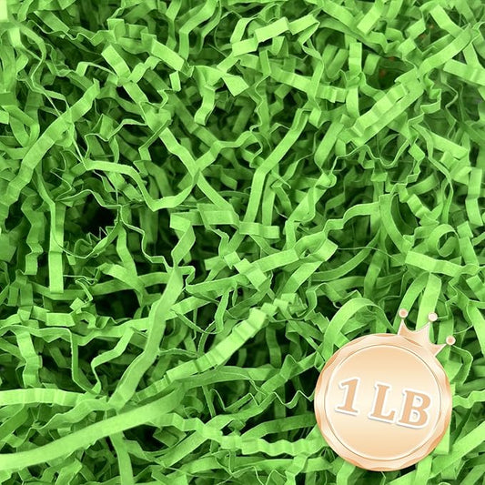 1 LB Parrot Green Crinkle Cut Paper Shred Filler Great for Gift Wrapping, Parrot Green Basket Fillers, Birthday, Gift Wrapping, Anniversary, St. Patrick's Day, Easter Party Decor Filling Supplies