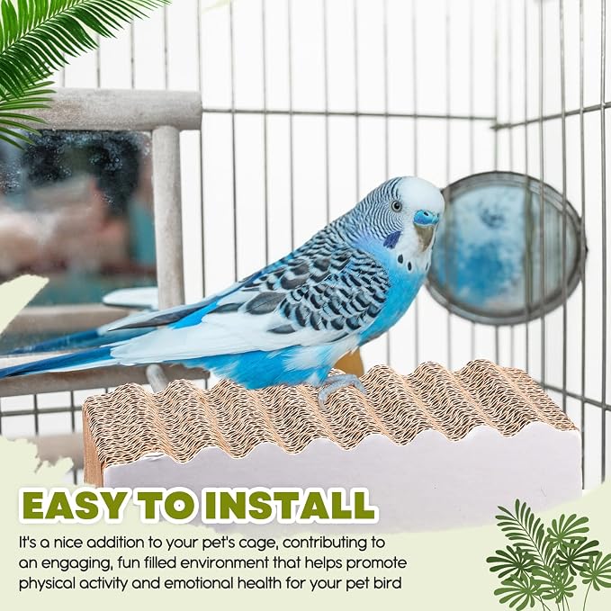 CroBlissful 2-Piece Bird Platforms - Macaw, Small Parakeet, Conure, Budgie - Brown Cardboard Bird Perch - Paw Grinding Stand - Parrot Playground