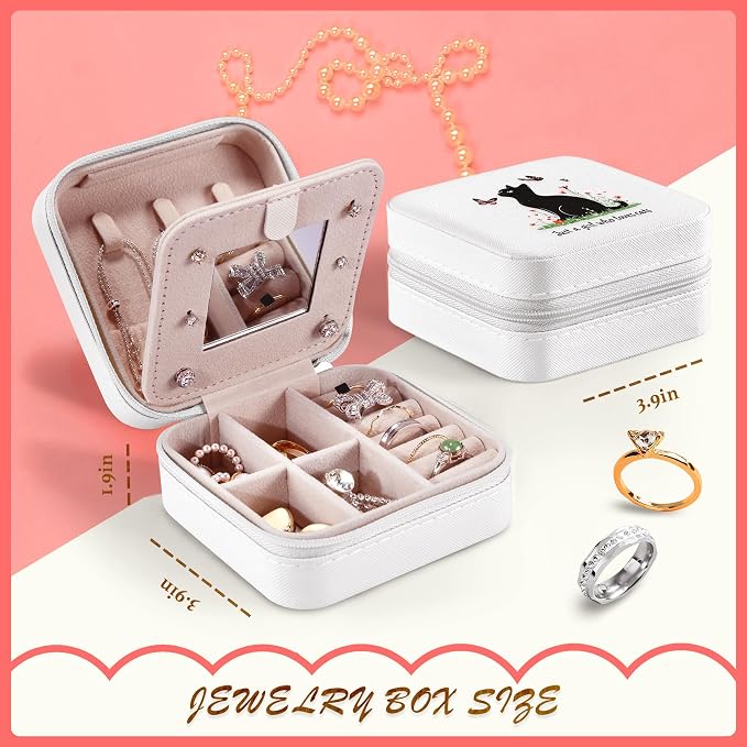 Black Cat Jewelry Box, Gifts For Women Teens Girls, Black Cat Lovers Themed Stuff Items Accessories Merchandise Decor Merch, Travel Ring Earrings Necklace Organizer Holder!