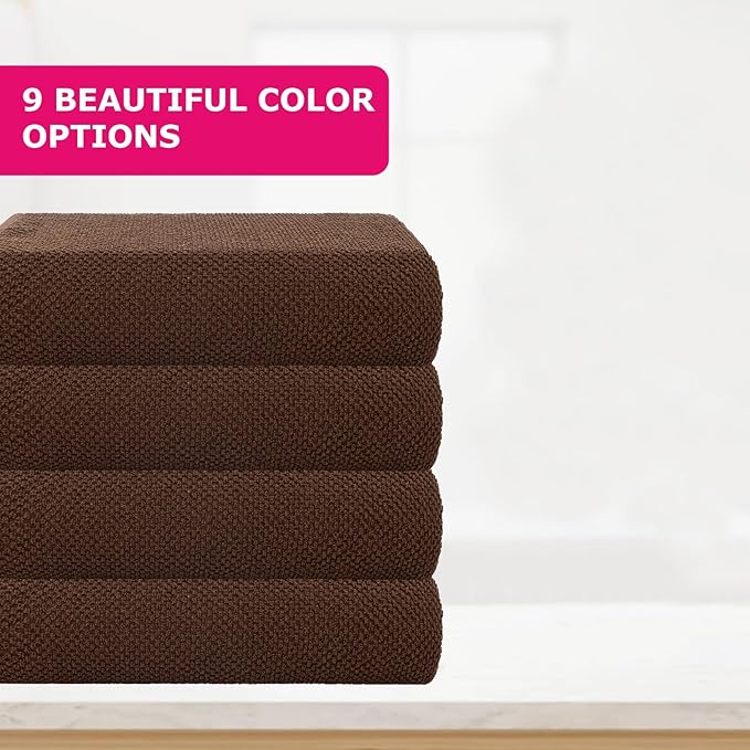 CASA COPENHAGEN Popcorn Textured 4 Pieces Bath Towel Set- Toffee, 550 GSM 4 Bath Towel Rough & Tough Use Cotton Towels Gift Set for Bathroom