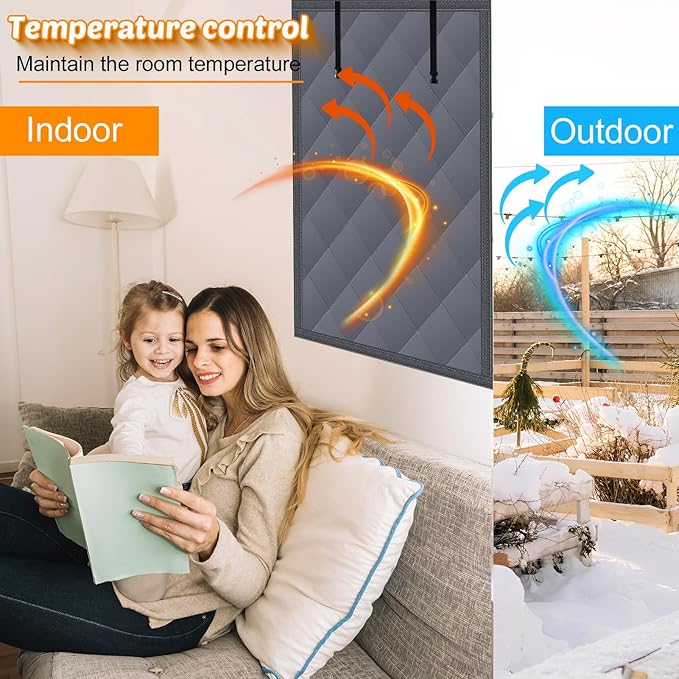 3 Layer 28x39in Thermal Insulated Window Cover for Winter,Roll-Up Insulated Window Blanket with Hook & Loop,Windows Insulation Kit for Bedroom Attic RV to Keep Winter Warm