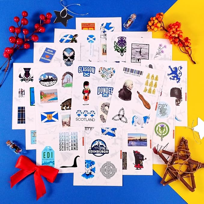 100Pcs Scotland Stickers for Water Bottle and Laptop - Heritage Party Supplies & Decorations, Waterproof Vinyl Scottish Decals, Scotland Flag Stickers Laptop Decals, Gifts for Women & Men