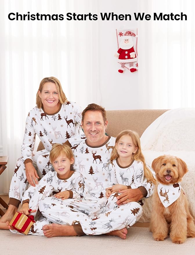 PATPAT Christmas Family Matching Pajama Sets Includes Christmas Socks - Perfect for Family Photos & Holiday Celebrations