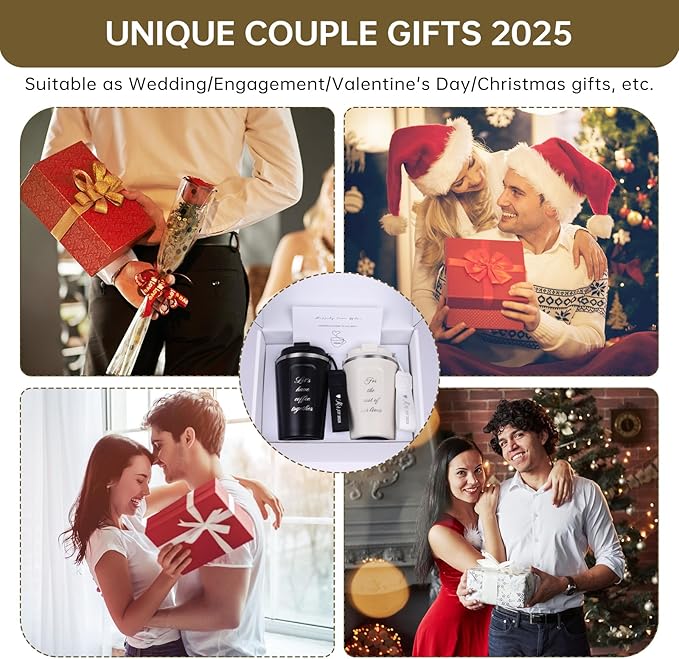Mr and Mrs Gifts 2025, Stainless Steel Insulated Coffee Mug for Couples, Wedding/Engagement/Bridal Shower Gifts for Newlywed, Bride and Groom - 12 Oz