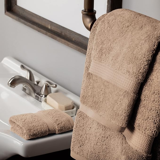 Buckingham Egyptian Cotton 3-Piece Towel Set, Washcloths, Hand Towels, Bath Towels, Latte