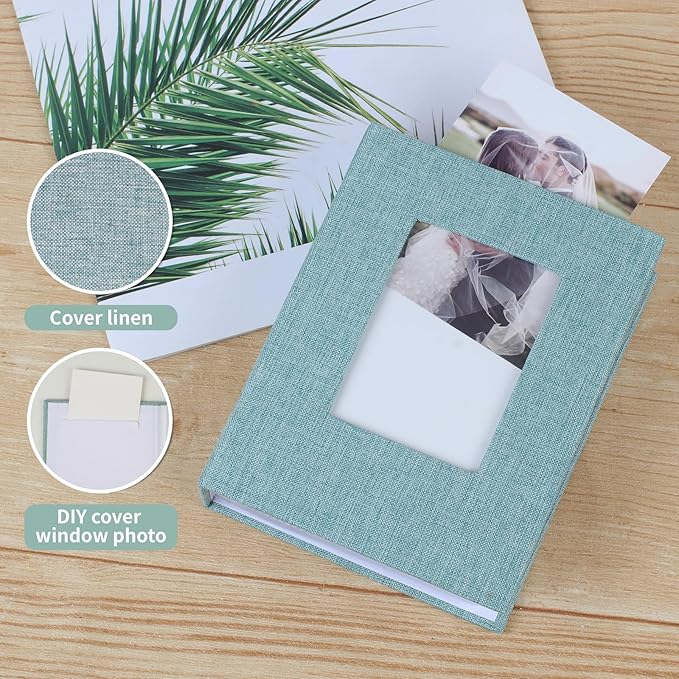 vivinin 2 Pack Photo Album 5x7, Linen Cover Photo Book, Small Photo Album Book for 36 Pockets Hold 72 Pictures, Picture Book for Photos Family Anniversaries Baby Vacations (Green)