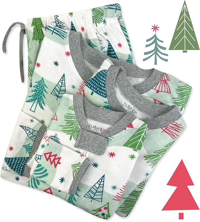 JAMIE Matching Family Jammies Holiday Pajamas 100% Organic Cotton PJs Adults, Kids, Toddlers, Baby, Pets