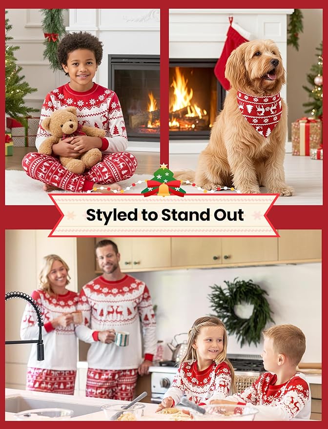 PATPAT Christmas Family Matching Pajama Sets Includes Christmas Socks - Perfect for Family Photos & Holiday Celebrations