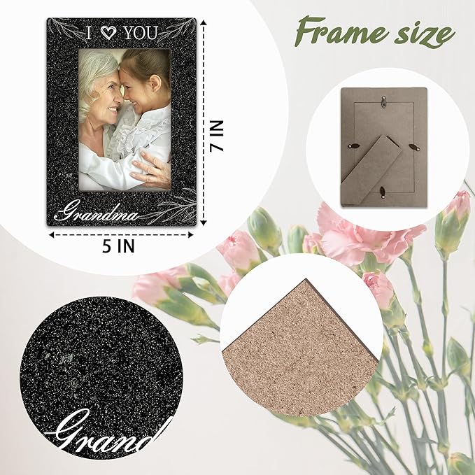 Grandma Gifts,“I Love You”Black Wood Picture Frame, 4x6 Inch, Vertical Photo Frame, Meaningful Gift for Grandma, Elegant Tabletop and Home Display