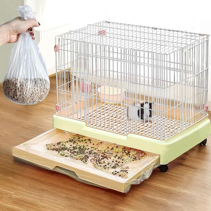 Disposable 50 pcs Small Animal Cage Liners | Rabbit Tray Film Liner Bunny Litter Pan Bags Guinea Pig Cage Toilet Plastic Film for Bird Hamster Chinchilla Hedgehog