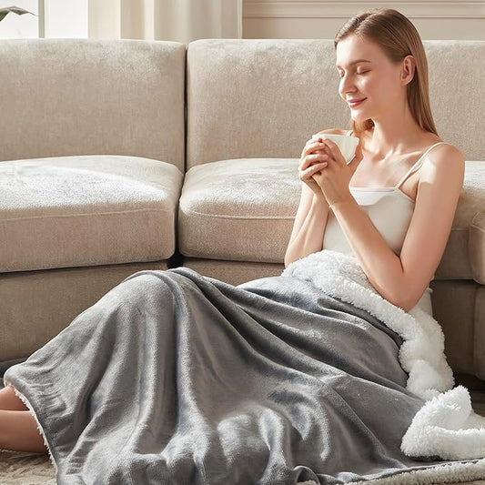 Heated Blanket Queen Size Fast Warming Heating Electric Blanket with 6 Heat Settings & 4 Hours Auto-Off, Ideal Gift for Her, 84"x90", London Grey