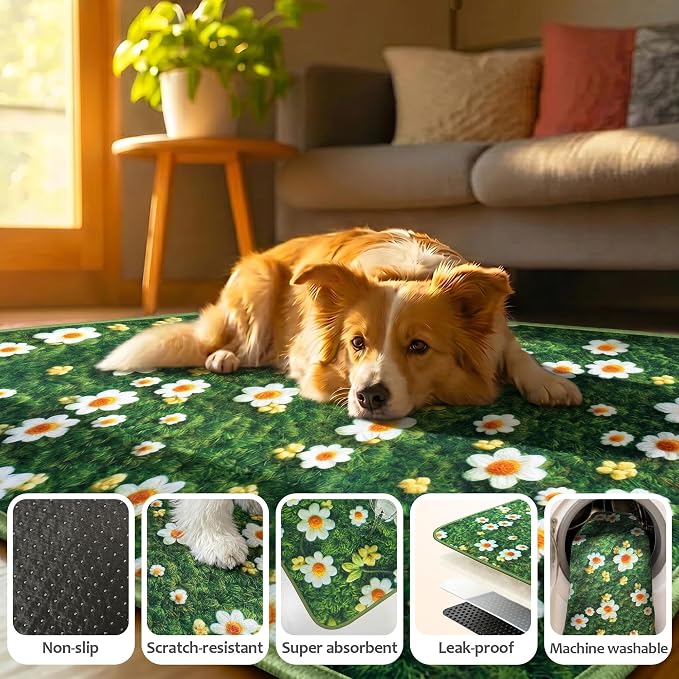 Washable Pee Pads for Dogs, Reusable Puppy Potty Training Pads, Ultra-Absorbent Thick Waterproof Leak-Proof Non-Slip Pads & Mat for Crate, Playpen, Floor, Whelping & Housebreaking , 2 Pack 54"x54"