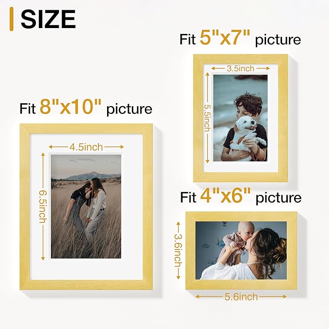 Vittanly 12 Pack Picture Frames Collage Wall Decor for Mounting or Tabletop Display, Gallery Wall Frame Set for Family, Multi Sizes Including 4pcs 8x10, 4pcs 5x7, 4pcs 4x6, Gold