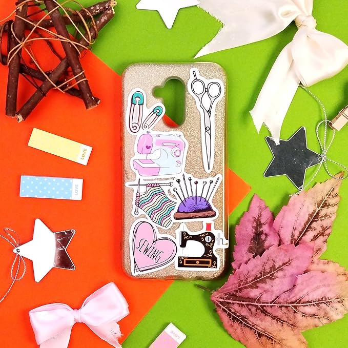 100Pcs Sewing Stickers for Water Bottle and Laptop - Tailor Party Supplies & Decorations, Waterproof Vinyl Crafting Decals, Sewing and Needlework Stickers Laptop Decals, Gifts for Women & Men