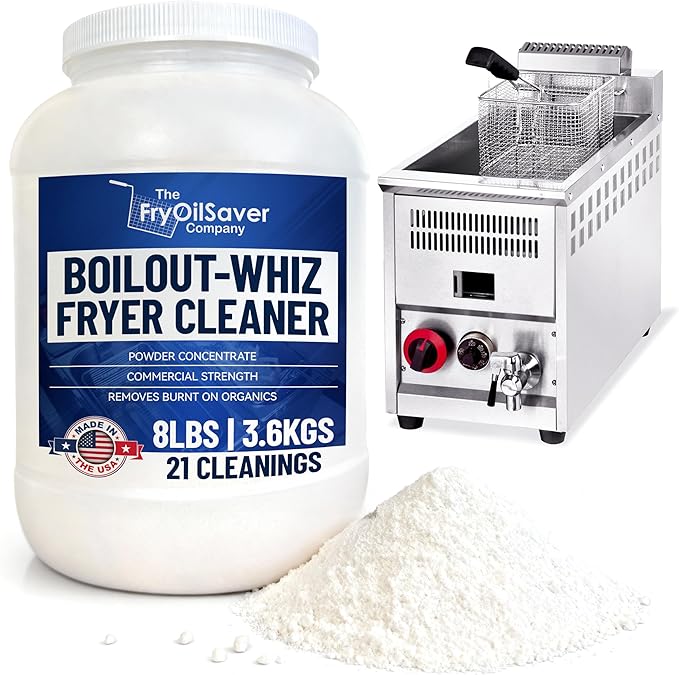8LB Boil-Out Whiz Deep Fryer Cleaner - Degreaser Powder for Commercial Kitchen Cleaning Oil Saver - Deep Fryer Pot & Coil Safe - Extend Oil Life, Save Time & Energy - by FryOilSaver Co