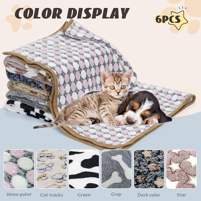 YedsIntu 6 Pcs Washable Guinea Pig Blankets Absorbent Small Animal Fleece Bedding Cage Liners Reusable Pet Pee Pad Sleep Mat Pad Cover for Hamster Ferret Rabbit Chinchilla Hedgehog (24" x 35")