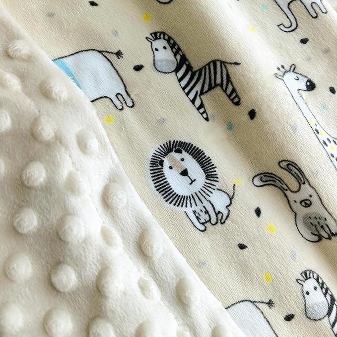 CREVENT Cozy Soft and Warm Mink Baby Blanket, Gift Packing with Ribbon for Newborn Infant Toddler's Crib Cot Stroller, for All Season Use (30"X40" Zoo)