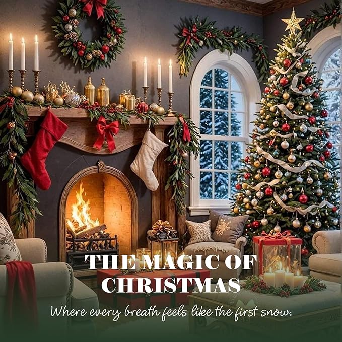 M&SENSE Christmas Holiday Candle - The Magic of Christmas Scent, 7.4 oz Soy Wax, Winter Scented Candle Gift for Women and Teen Girls