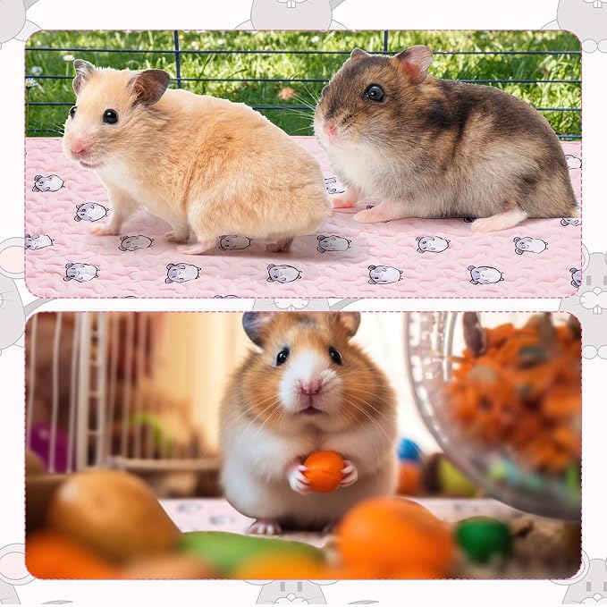 Huhumy 2 Pcs 47 x 24 Inch Guinea Pig Washable Cage Liners Reusable Mat Non Slip Absorbent Guinea Pig Pads for Small Animals Bedding Hamster Rabbit Rat(Vivid Style)